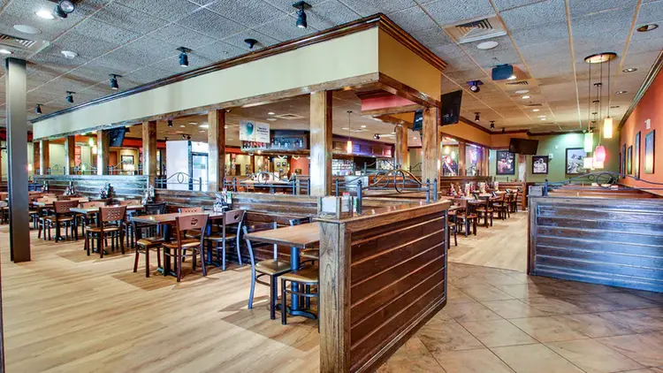The interior of Applebee’s restaurant that connects to the hotel