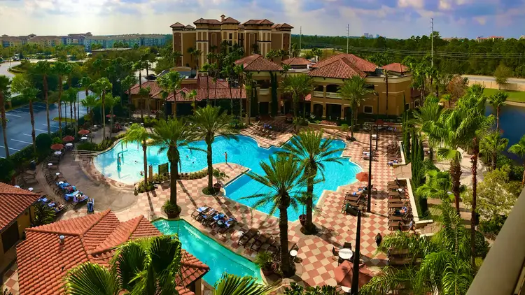 A hotel pool area